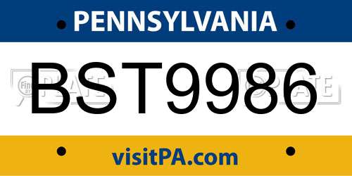 BST9986 Pennsylvania License Plate