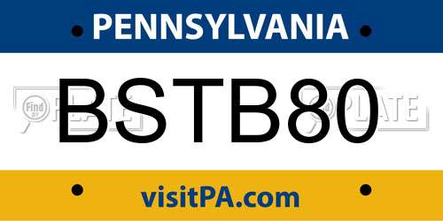 BSTB80 Pennsylvania License Plate