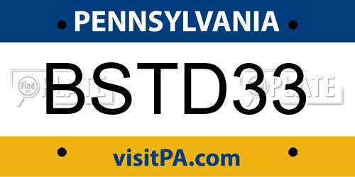 BSTD33 Pennsylvania License Plate
