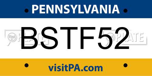 BSTF52 Pennsylvania License Plate