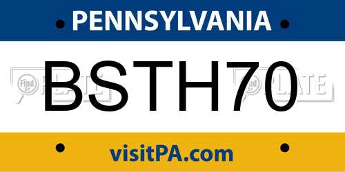 BSTH70 Pennsylvania License Plate
