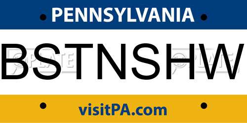 BSTNSHW Pennsylvania License Plate