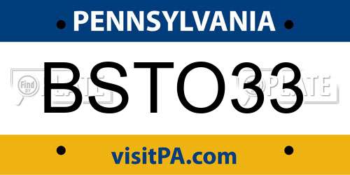 BSTO33 Pennsylvania License Plate
