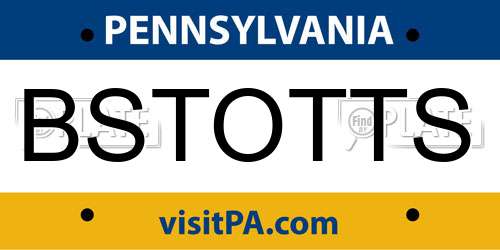 BSTOTTS Pennsylvania License Plate