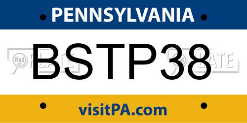 BSTP38 Pennsylvania License Plate