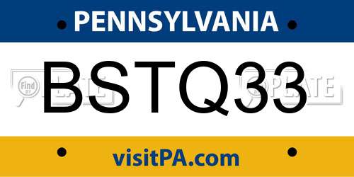 BSTQ33 Pennsylvania License Plate