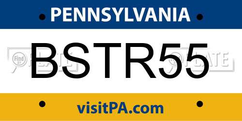 BSTR55 Pennsylvania License Plate