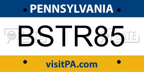 BSTR85 Pennsylvania License Plate