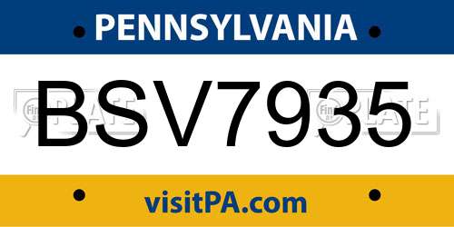 BSV7935 Pennsylvania License Plate