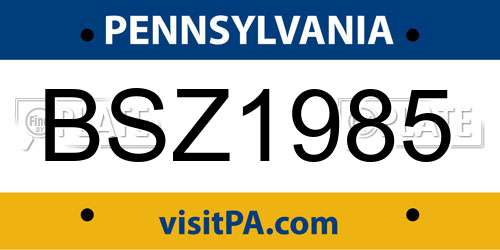 BSZ1985 Pennsylvania License Plate