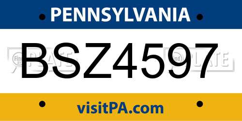 BSZ4597 Pennsylvania License Plate