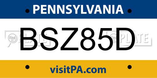 BSZ85D Pennsylvania License Plate