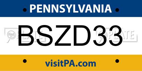 BSZD33 Pennsylvania License Plate