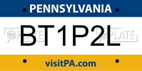 BT1P2L Pennsylvania License Plate