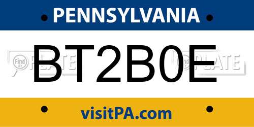 BT2B0E Pennsylvania License Plate