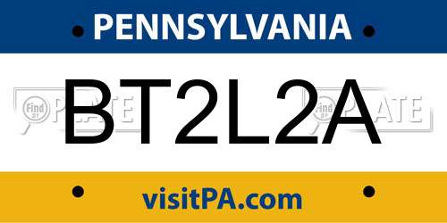 BT2L2A Pennsylvania License Plate