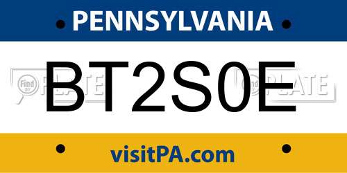 BT2S0E Pennsylvania License Plate
