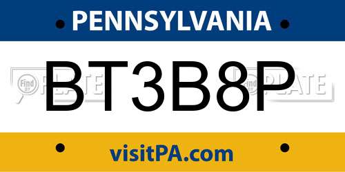 BT3B8P Pennsylvania License Plate
