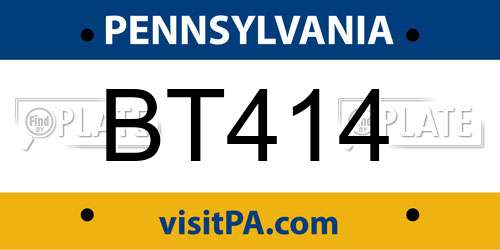 BT414 Pennsylvania License Plate