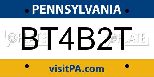 BT4B2T Pennsylvania License Plate