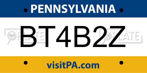 BT4B2Z Pennsylvania License Plate