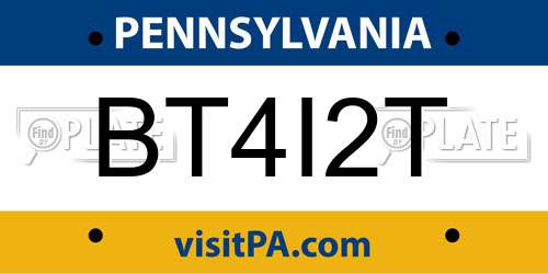 BT4I2T Pennsylvania License Plate