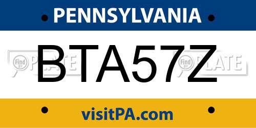 BTA57Z Pennsylvania License Plate