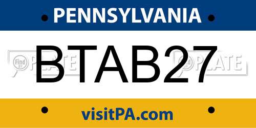 BTAB27 Pennsylvania License Plate