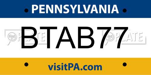 BTAB77 Pennsylvania License Plate