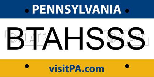 BTAHSSS Pennsylvania License Plate