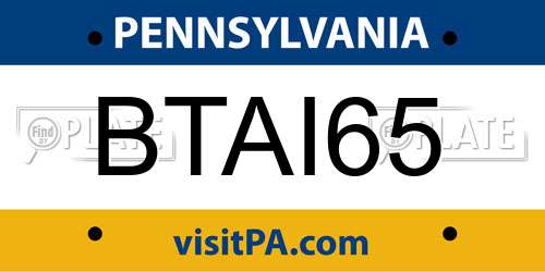 BTAI65 Pennsylvania License Plate