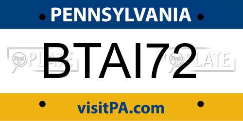 BTAI72 Pennsylvania License Plate