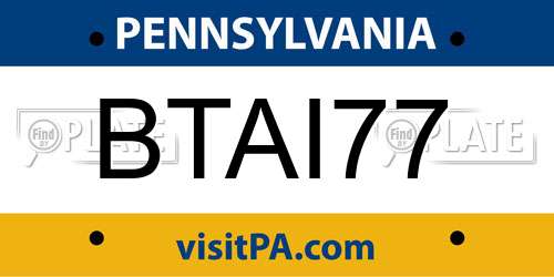 BTAI77 Pennsylvania License Plate