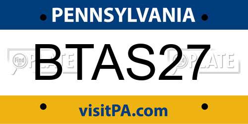 BTAS27 Pennsylvania License Plate