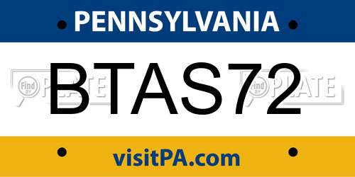 BTAS72 Pennsylvania License Plate