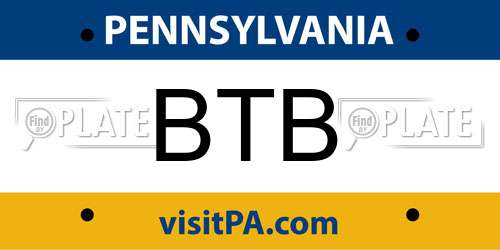 BTB Pennsylvania License Plate