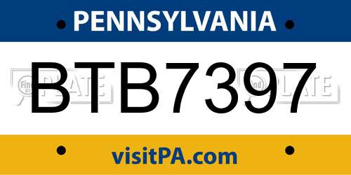 BTB7397 Pennsylvania License Plate