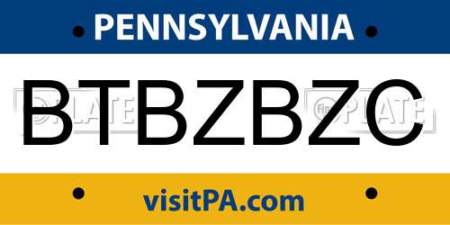 BTBZBZC Pennsylvania License Plate