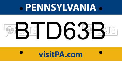 BTD63B Pennsylvania License Plate