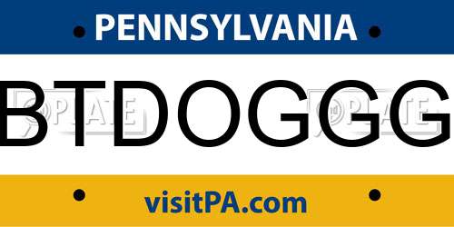BTDOGGG Pennsylvania License Plate