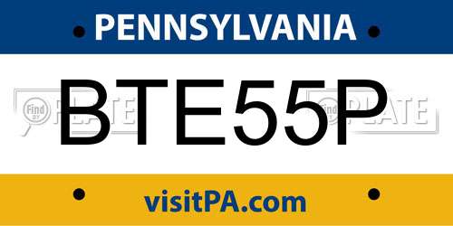BTE55P Pennsylvania License Plate