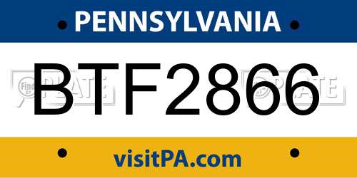 BTF2866 Pennsylvania License Plate