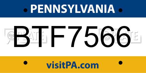 BTF7566 Pennsylvania License Plate