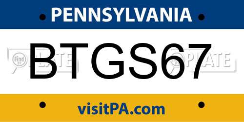 BTGS67 Pennsylvania License Plate