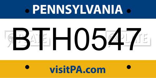 BTH0547 Pennsylvania License Plate