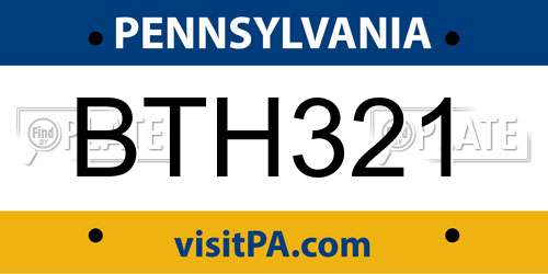 BTH321 Pennsylvania License Plate