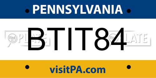 BTIT84 Pennsylvania License Plate