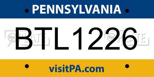 BTL1226 Pennsylvania License Plate