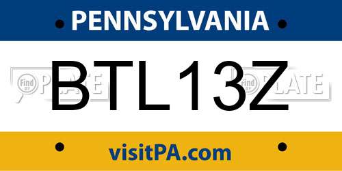 BTL13Z Pennsylvania License Plate
