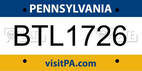 BTL1726 Pennsylvania License Plate